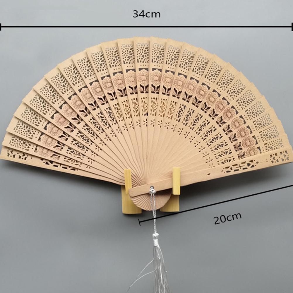 8palcový skládací ruční ventilátor zapuštěný vonné dřevo na svatbu Santalové dřevo klasické čínské Im S4J8