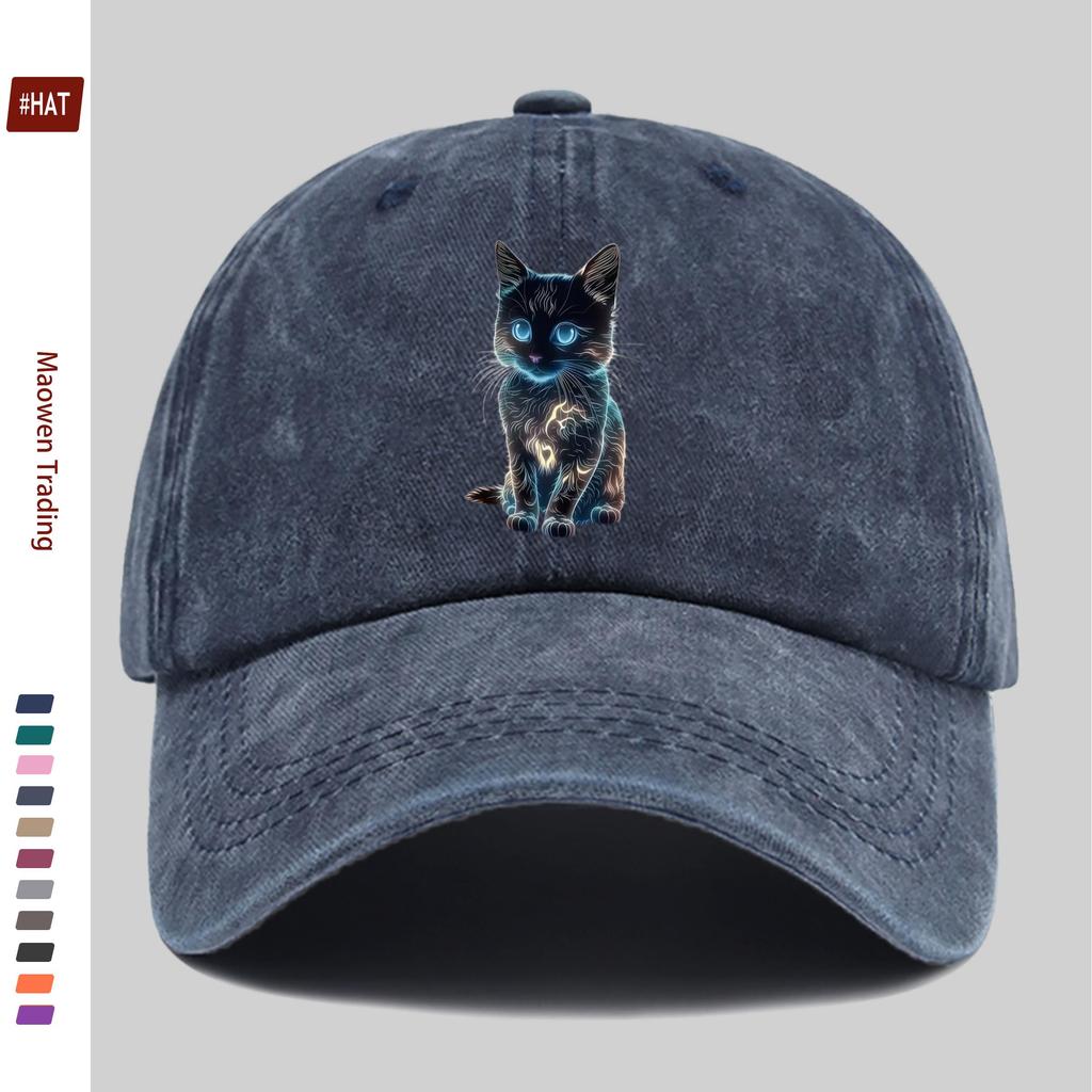 Pc Unisex Luminous Cat Print Pattern Baseball Cap Cute Pet Cat Print Is an Ideal Decorative Hat for Travel And ValentineS Day