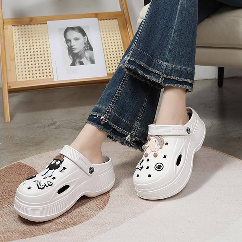 Lucyever Eva Robustní Platformové Sandály Dámské Léto 2024 Silná Podrážka Dřeváky Zahradní Boty Žena Uzavřená Špička Protiskluzové Plážové Nazouváky