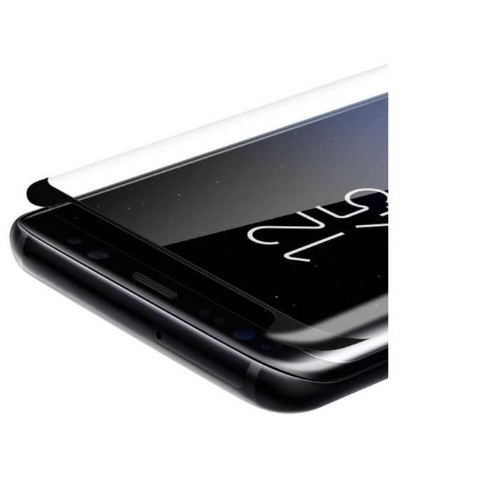 Film de protection - Phonillico® - Samsung Galaxy S8 - Verre trempé - Noir - Résistant aux rayures