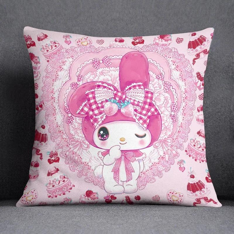 Cartoon Sanrio Pillow Cover Hello Kitty Kulomi Living Room Sofa Cushion Cover Bedroom Home Decoration Child Room Decoration