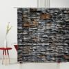 3D Printing Brick Pattern Shower Curtains Set Vintage Stone Brick Wall Polyester Fabric Hanging Curtain Bathroom Curtain Hooks