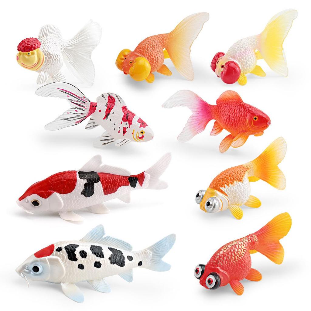 Ornamental Fish Model: Red-crowned Crane & Skygazer Dragon with Water-bubble Eye Shubunkin Goldfish Koi