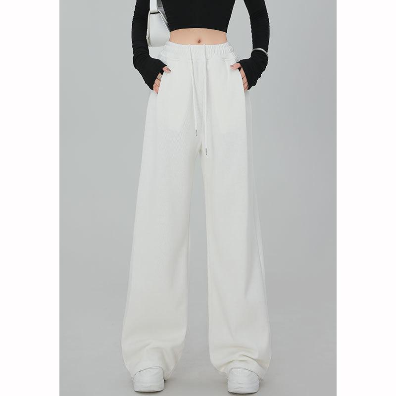Thickened Lamb Fur Fleece Women's Autumn Winter Casual Trousers Wide Leg Pants Sporty Style Plus Size Long Trousers