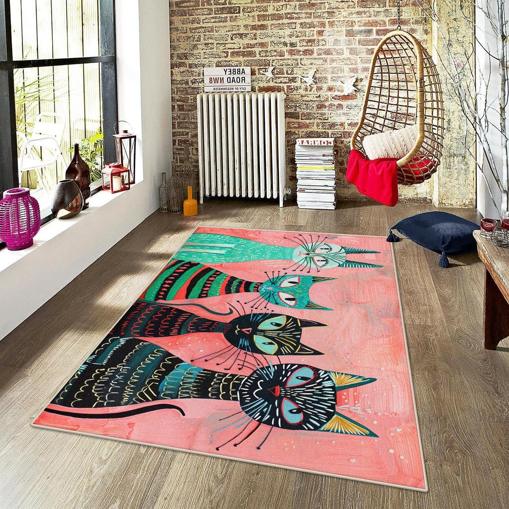 Cute Cat Carpet Minimalist Design Cat Line Room Decorative Modern Rug Home Decor Non-Slip Cloakroom Floor Mat Room Aesthetic