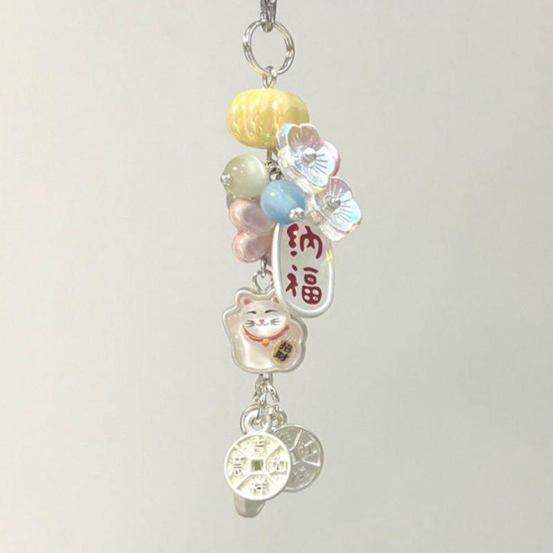 

Lucky Cat Phone Charms Pendant Cute Kawaii Colorful Bead Handmade Diy Key Chain Strap Lanyard