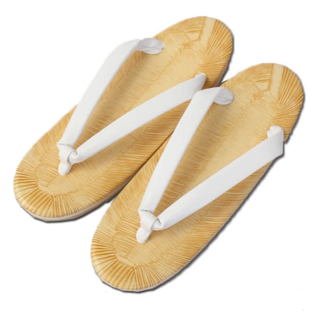 

[tzz451] Women s Igusa-style Zori and Geta Sandals with White Straps and Sanded Sponge Bottoms, Made in Japan [Kimono Weather] (medium)