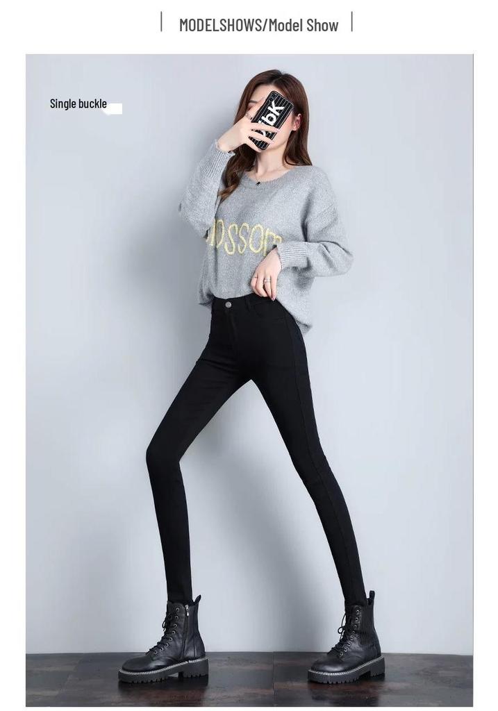 Women's Plus Size Velvet Leggings 2025 - Elastic, Slimming, Thick Black Skinny Pants for Curvy Figures (Up to 200 Jin)