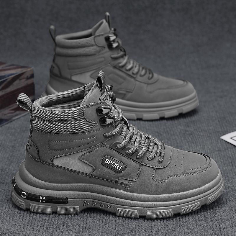 

Autumn and winter new men s high-top thick-soled Martin boots casual leather retro short boots live tooling outdoor men s boots 44