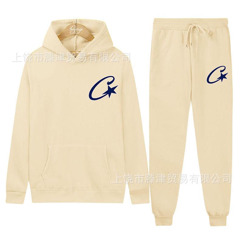 Trendy Corteiz Devil's Island Hoodie Street Hip Hop Sports Pants Casual Versatile Set