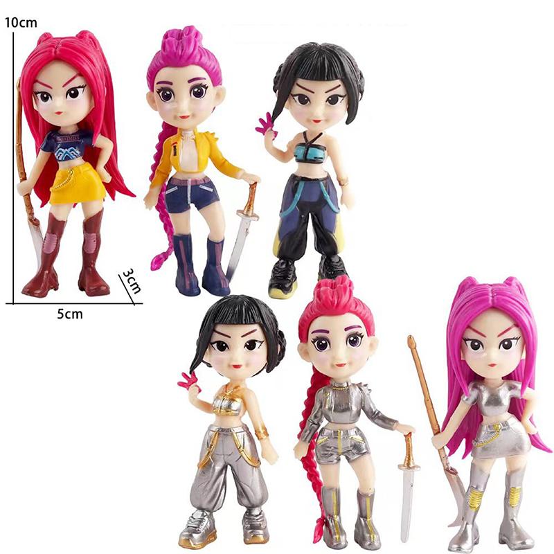 NEW  6pcs/Set Kpop Demon Hunters Action Figure Toy Derpys Tiger Rumi Mira Zoey Sussy Figurine Doll Fans Gift  Christmas Gift