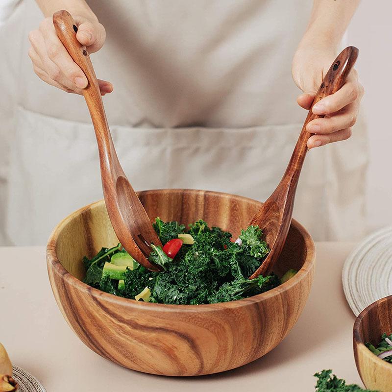 Acacia Wooden Bowl Japanese Style Wood Rice Soup Bowl Salad Ramen Bowl Food Container Kitchen Utensils Tableware