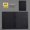 Minimalist Black A5 PU Leather Loose-Leaf Notebook with Black Card Paper Inner Pages