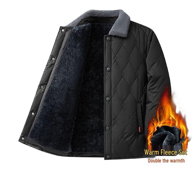 Men's Thickened Velvet Cotton-Padded Winter Jacket for Middle-Aged & Elderly