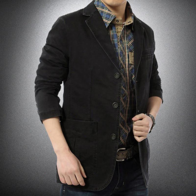 Spring and Autumn 2 Coats Suit Men's Solid Color Casual Loose Jacket Men's Pure Cotton Small Suit Top