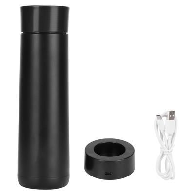 Botella de agua inteligente con pantalla táctil y temperatura, recordatorio temporizado, conexión de alimentación USB, ventosa, color negro