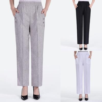 Damen Frühling und Frühling Baumwolle Leinen Casual Bequeme Hosen Mode Weiß Beige Damen Lose und Gerade Hosen
