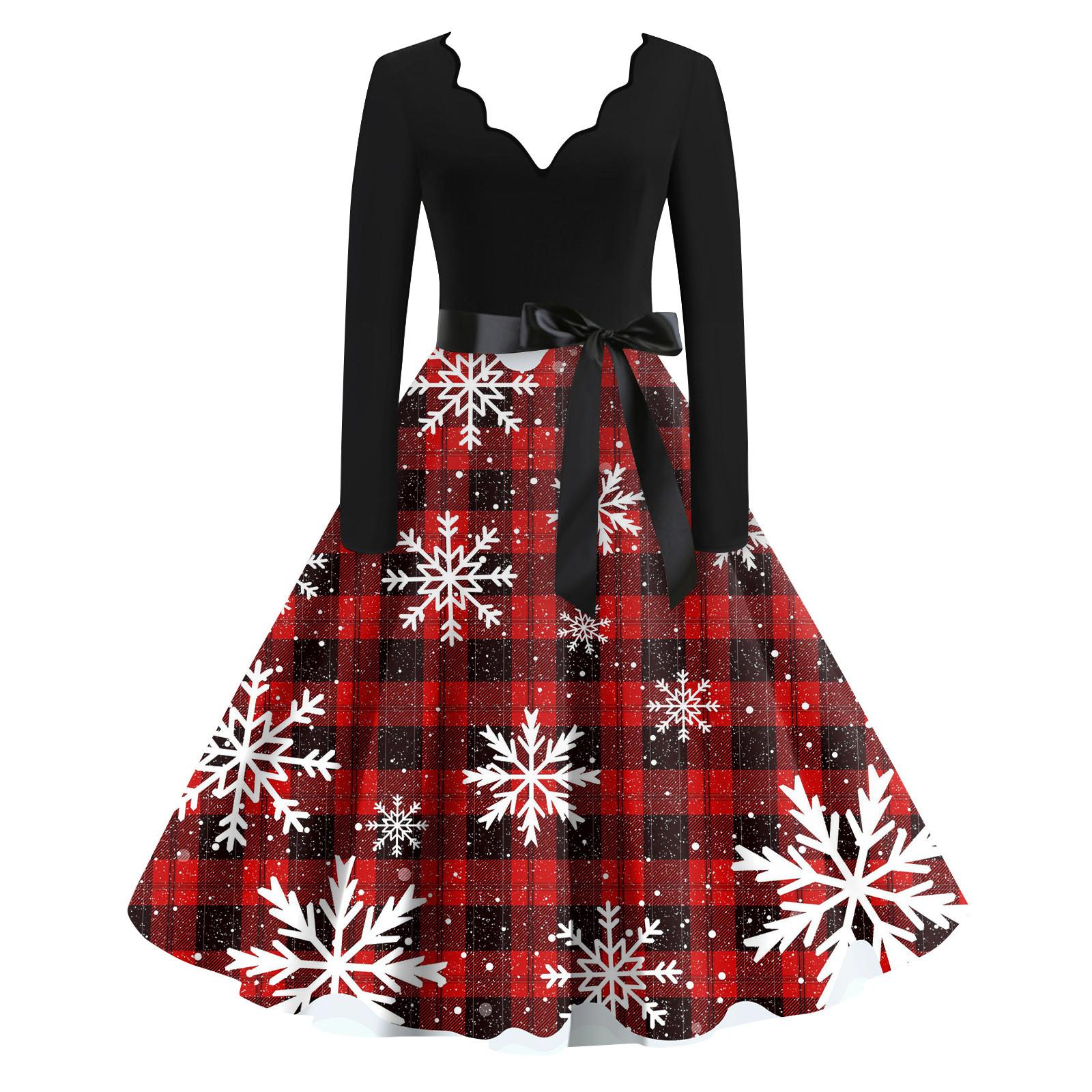 

Женское платье с V-образным вырезом и принтом для женщин, платье с длинным рукавом, вечерние повседневные платья XXL винный