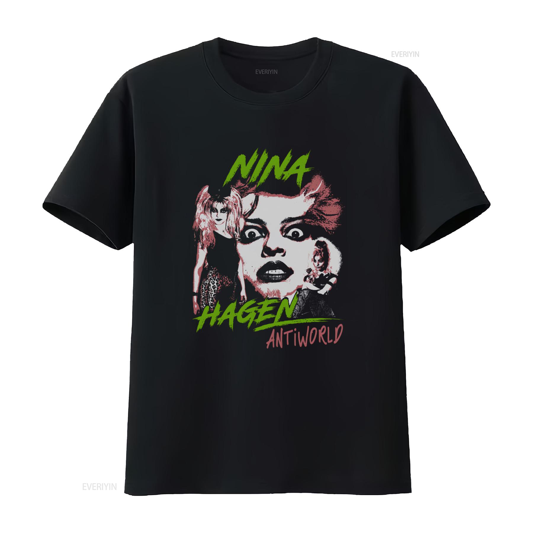 

Nina Hagen Antiworld Print Mens T Shirt Unique Design for Bold Fashion Statements vintage Washed Casual Stylish streetwear 4XL