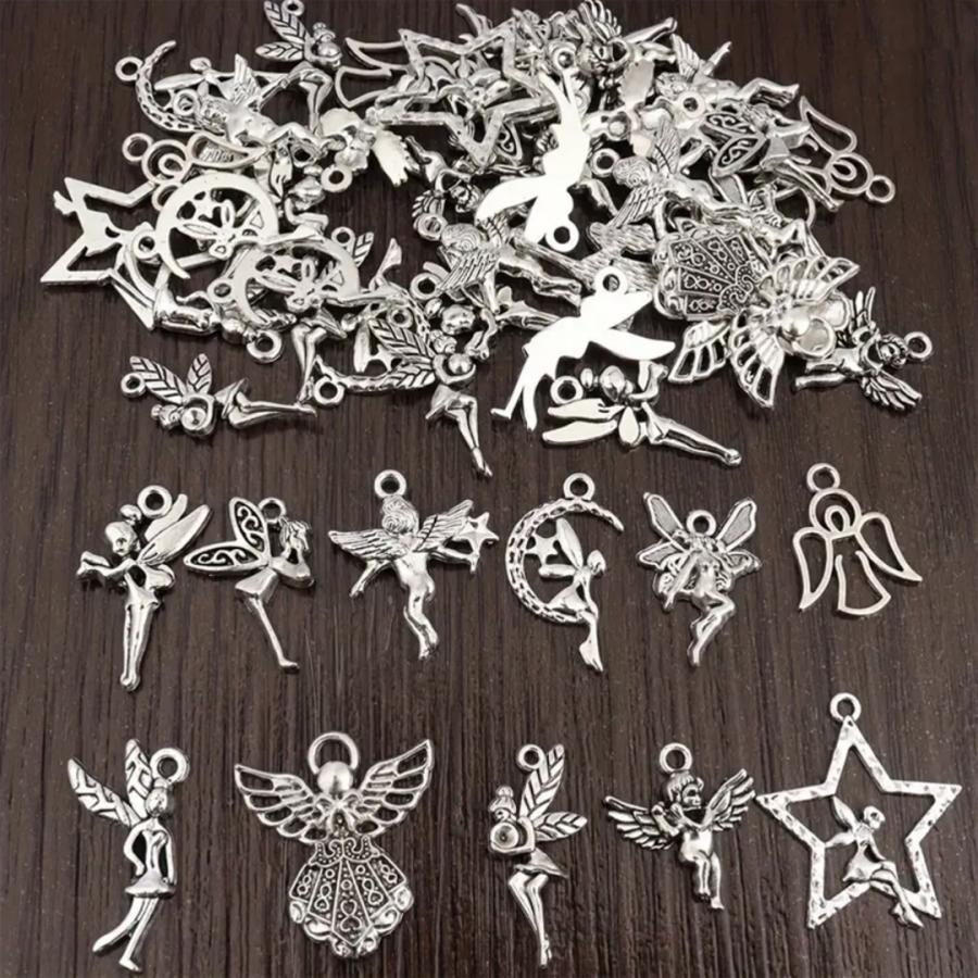 18/48Pcs/Lot Silvery Angel Pendants for Handmade DIY Earrings Necklaces Bracelets Decorative Jewelry Making Materials