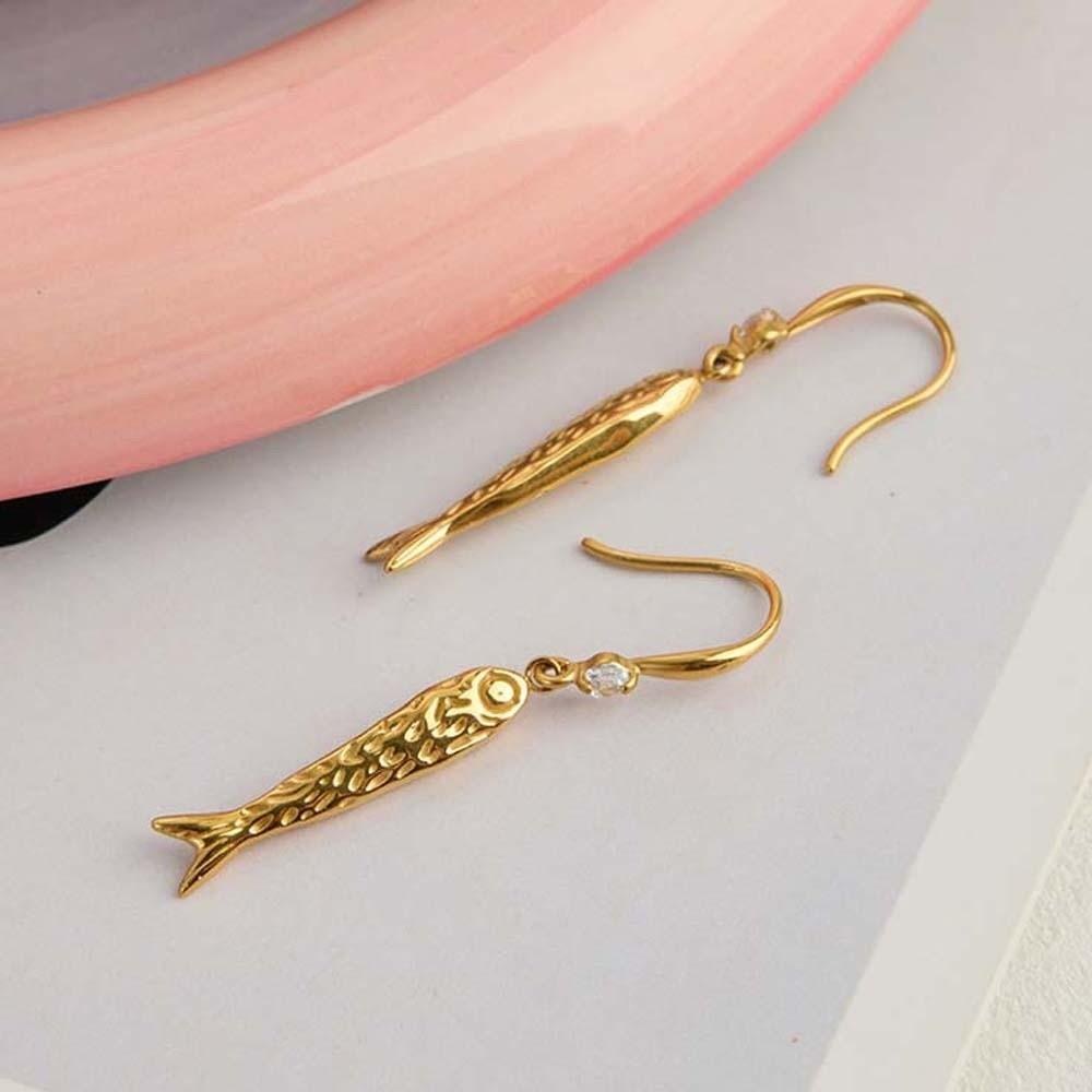 1 pair Exquisite Plated Fish Eardrops DIY Golden Fish Earrings Mini Metal Carp Earrings for Gifts