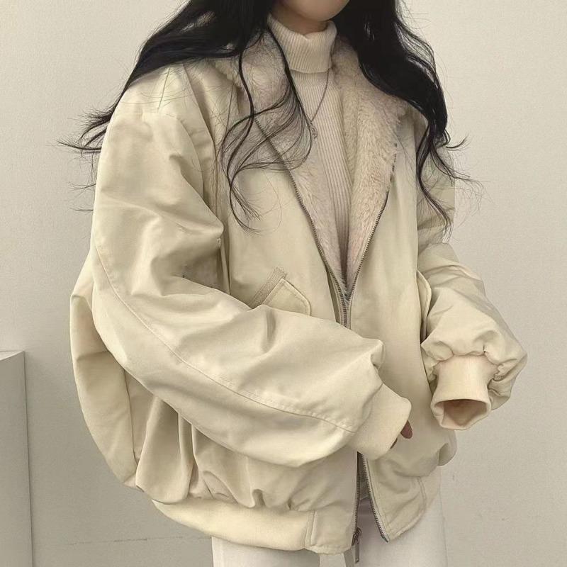 Casual Temperament Loose Velvet Thickened Lamb Wool Cotton Clothes On Both Sides Women's Coat Autumn and Winter Cotton-padded Clothes