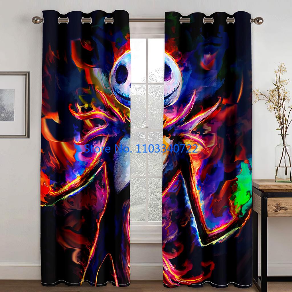 Anime Nightmare Before Halloween Christmas Jack Skeleton Window Curtain 184X215Cm 3D Print Blackout Curtains Bedroom Kids Gift
