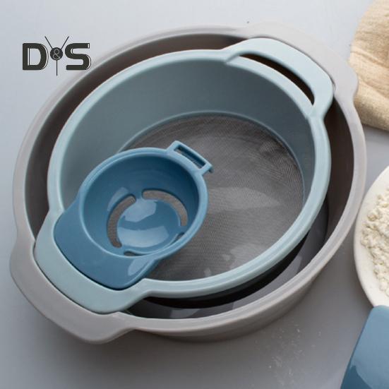 Stackable Flour Sieve Set 4-Piece Multifunctional Kitchen Baking Tools Including Fine Mesh Sifter Egg White Separator & Flour Scraper Portable Pollen