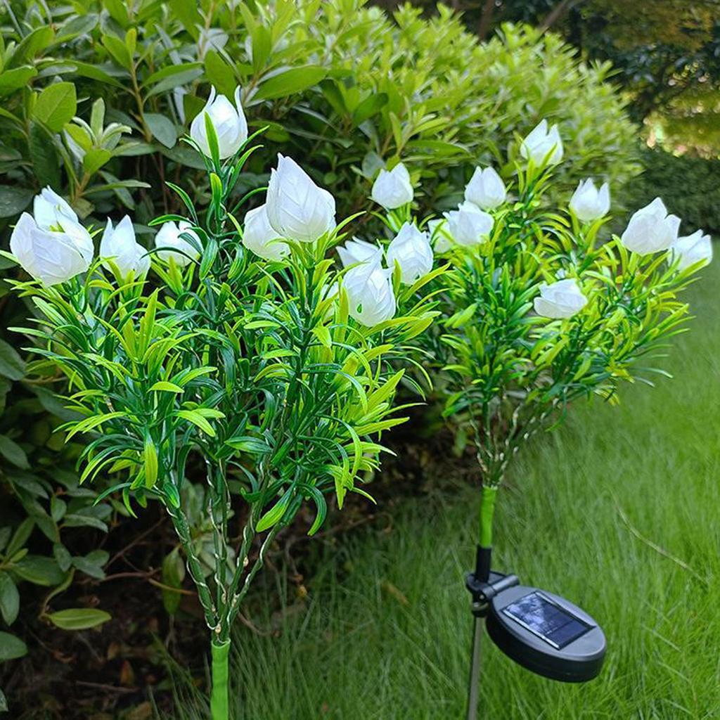 Solar LED Lights Gardenias Flower Lawn Lamp IP65 Outdoor Waterproof for Yard Patio Courtyard Garden Ambience Ornamental Light