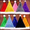 Available: Red/Blue/Pink/Green/Yellow Santa Hat - Short Plush, Brushed Finish for Adults, Holiday Party Christmas Decoration.
