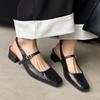 2025 new gentle shoes French bag head empty sandals Mary Jane small leather shoes thick heel versatile summer women's shoes