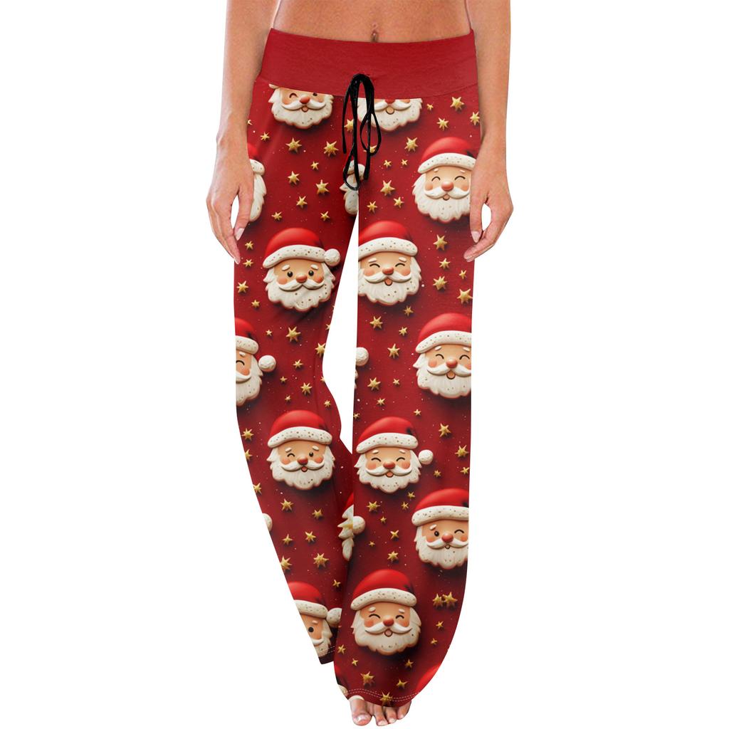 Pajama Pants Sleepwear Casual Drawstring Elastic Waist Pants Comfy Straight Yoga Loose Trousers