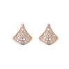S925 Sterling Silver Small Diamond Fan Stud Earrings