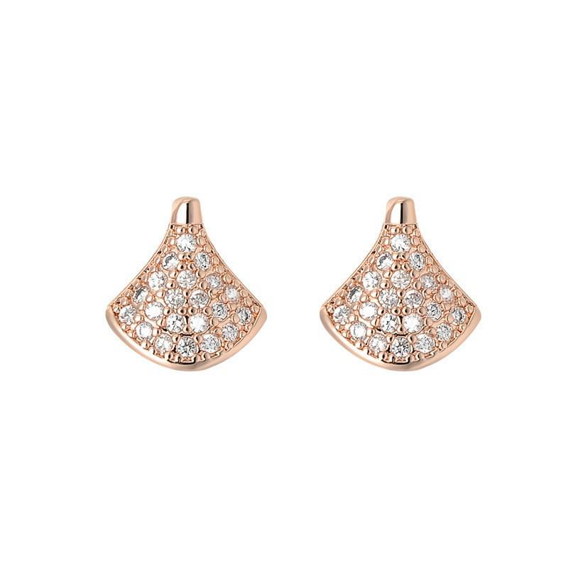 S925 Sterling Silver Small Diamond Fan Stud Earrings