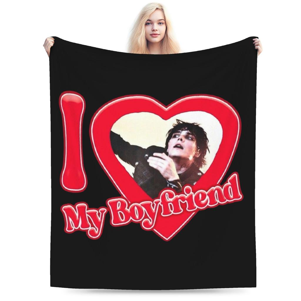 I love Gerard Way My Chemical Romance Blankets Fleece Textile Decor  Portable Soft Throw Blankets for Bed Couch Plush Thin Quilt
