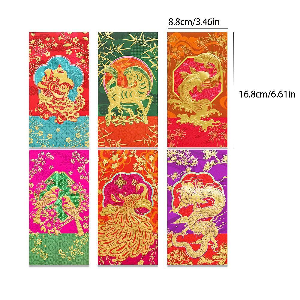 6pcs Thickened Red Envelope Chinese Style Money Envelopes Festive Accessory Money Bag  Gift