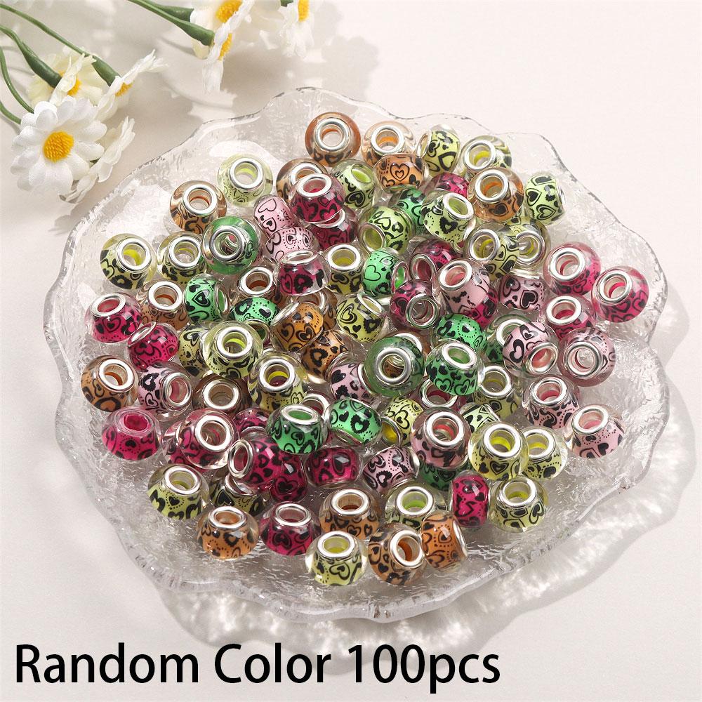 30/50/100pcs Large Hole European Colored Love Resin Beads European Pendant Bracelet Necklace DIY Bracelet Necklace Pen Jewelry Making