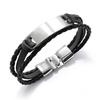 Cheap Custom Multilayer Braided PU Leather Bracelet for Men Fashion Trendy Bar Style Blank Bangles