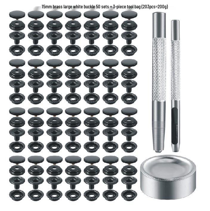 15mm Stainless Steel Rustproof Snap Fasteners - 50 Sets for Outdoor Tent Fixing with Large White Buckle, Fast Shipping