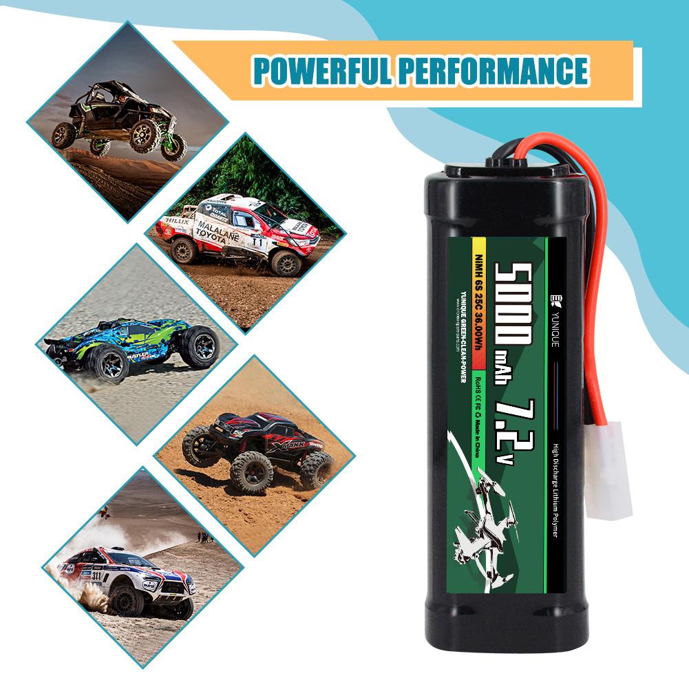 Dobíjecí NiMH baterie 7,2V 5000mAh s konektorem Tamiya – 6 článků, silikonový vodič – Vysoká kapacita pro RC modely