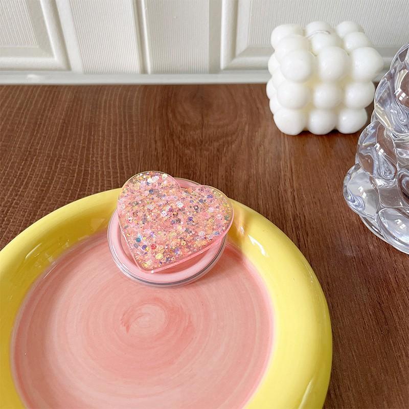 

Sequin Heart Magnetic Suction Phone Airbag Holder Extendable Korean Ins Style Desktop Air Cushion Folding Disassembly