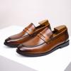 Summer Men's Shoes Leather Penny Loafers Men's Business British Casual Leather Shoes Black One-pedal Beanie Shoes Large Size