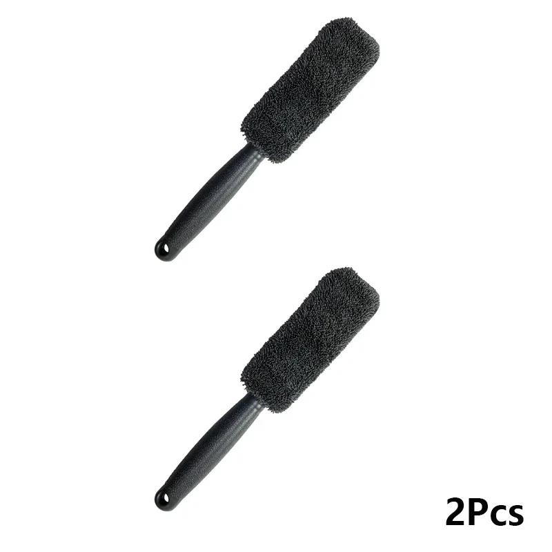 Portable Car Wheel Wash Brush Auto Detailing Microfiber Tire Rim with Plastic Handle Trunk Motorcycle Car Cleaning Accessories