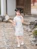 Girls' Cat Print Qipao Dress - New Chinese Style Summer Wear 2026