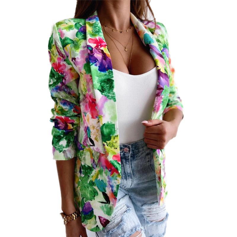 Jaqueta Tooxika Estilo Novo Primavera e Outono Lapela Estampada Ajuste Slim Paletó Pequeno