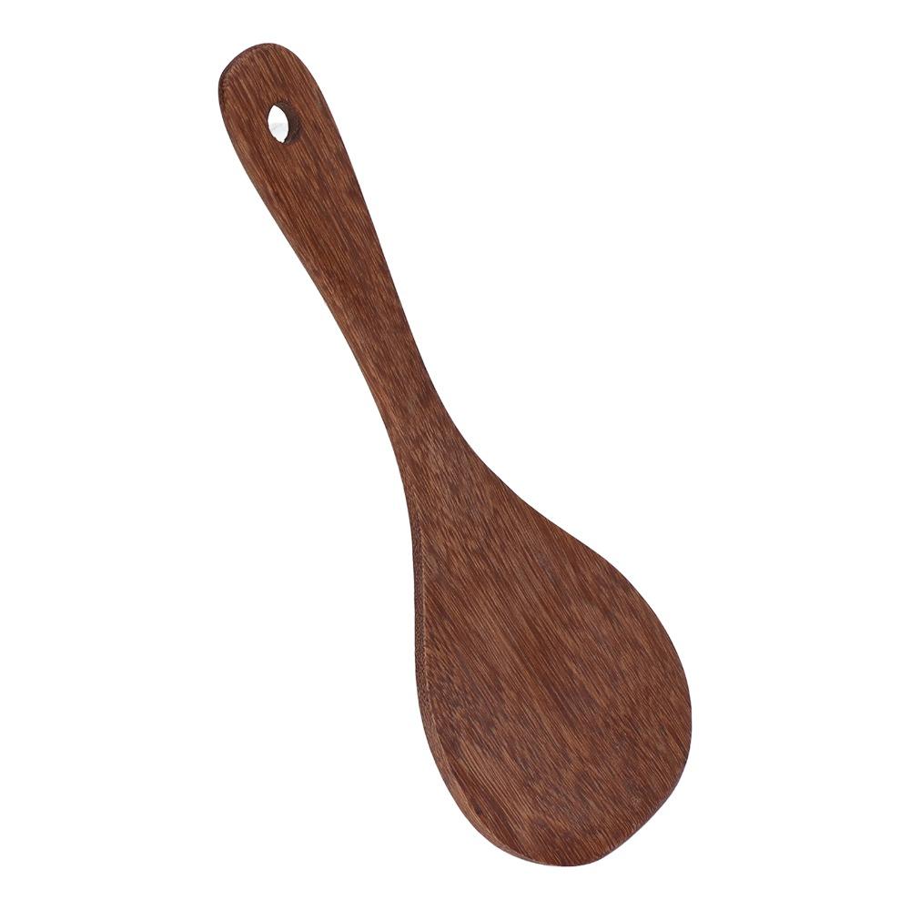 2 Pcs Long Handle Cooking Spatula Solid Wood Kitchen Scoop Rice Spatula Non-stick Pan
