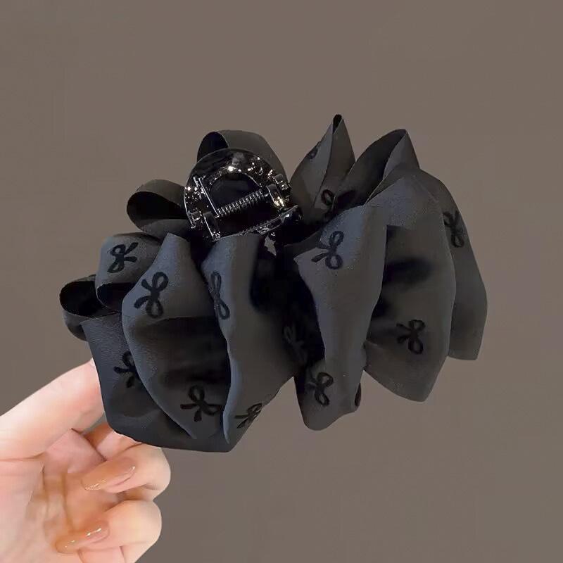 Elegant Retro Satin Bow Hair Clip for Women - Perfect for Low Ponytails and Head Ornaments
