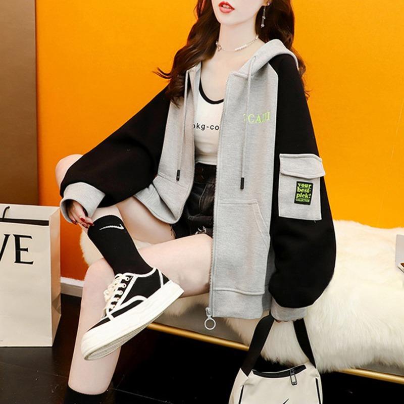 Women Thick Fleece Lined Hooded Open Cardigan Sweatshirt Casual Loose Top