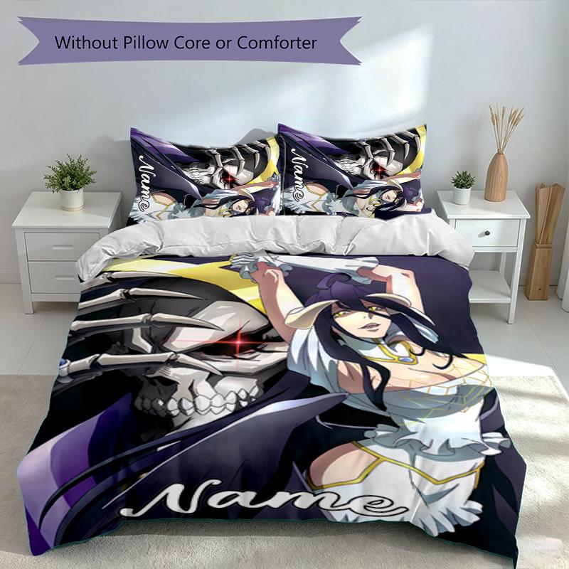 3pcs Custom Name Overlord Bedding Set,Includes 1 Duvet Cover and 2 Pillowcases,All-season Bedroom Decor