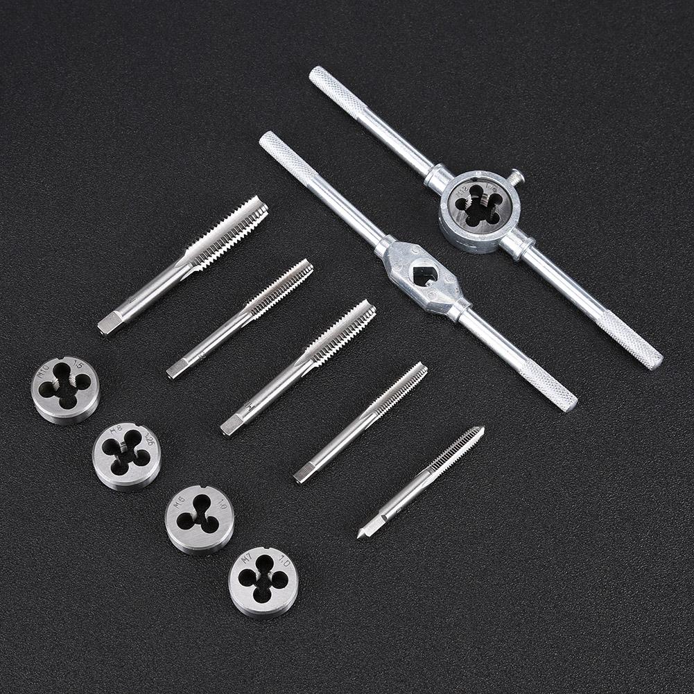 12 stücke M6M12 Schraube Mutter Gewinde Wasserhähne Stirbt Mit Schlüssel Griff Hand Tool Kit